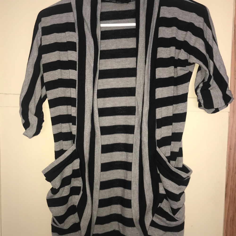 Rue21 black/grey striped cardigan